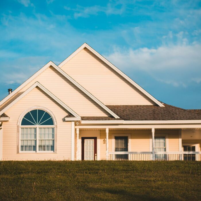 luxury light cottage in green yard
